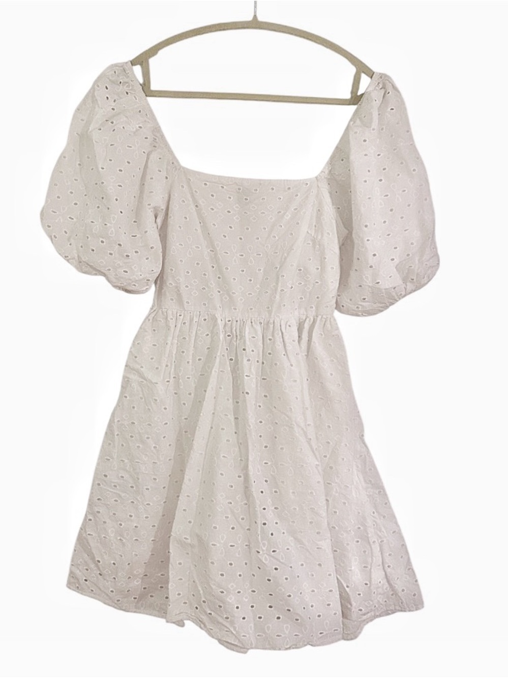 A New Day Mini Dress Size Medium Eyelet Open Back White